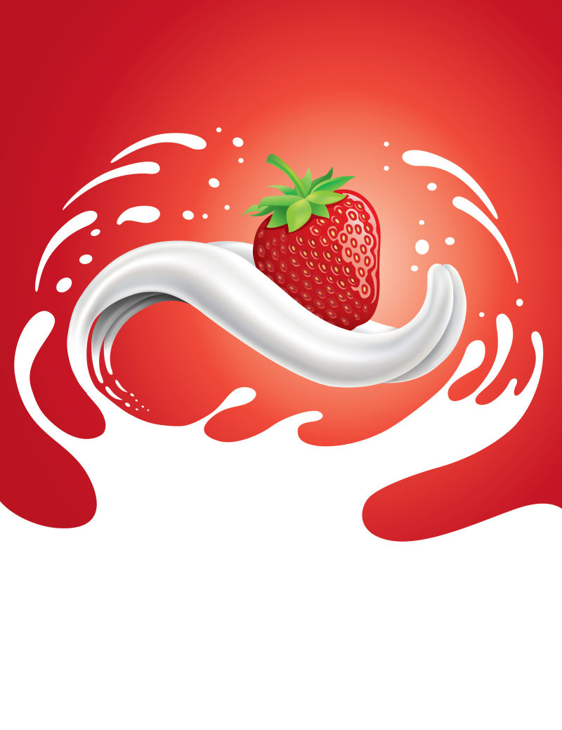 草莓奶油矢量插图