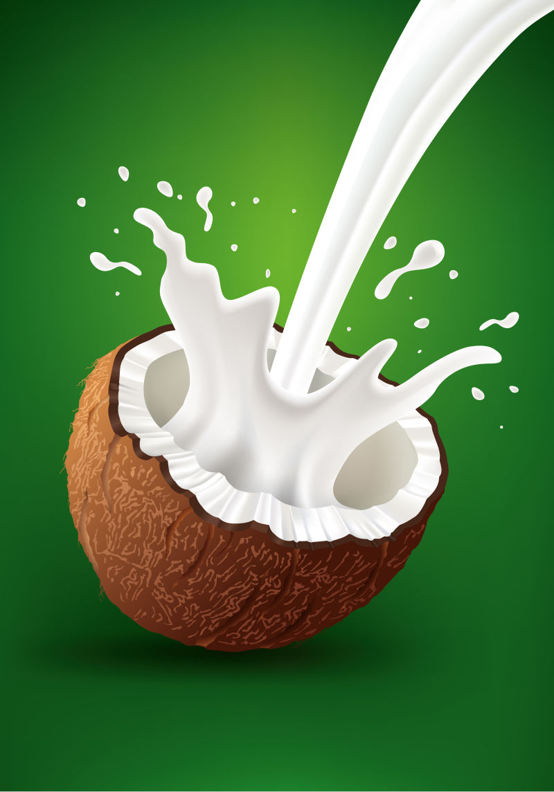 椰子牛奶矢量图