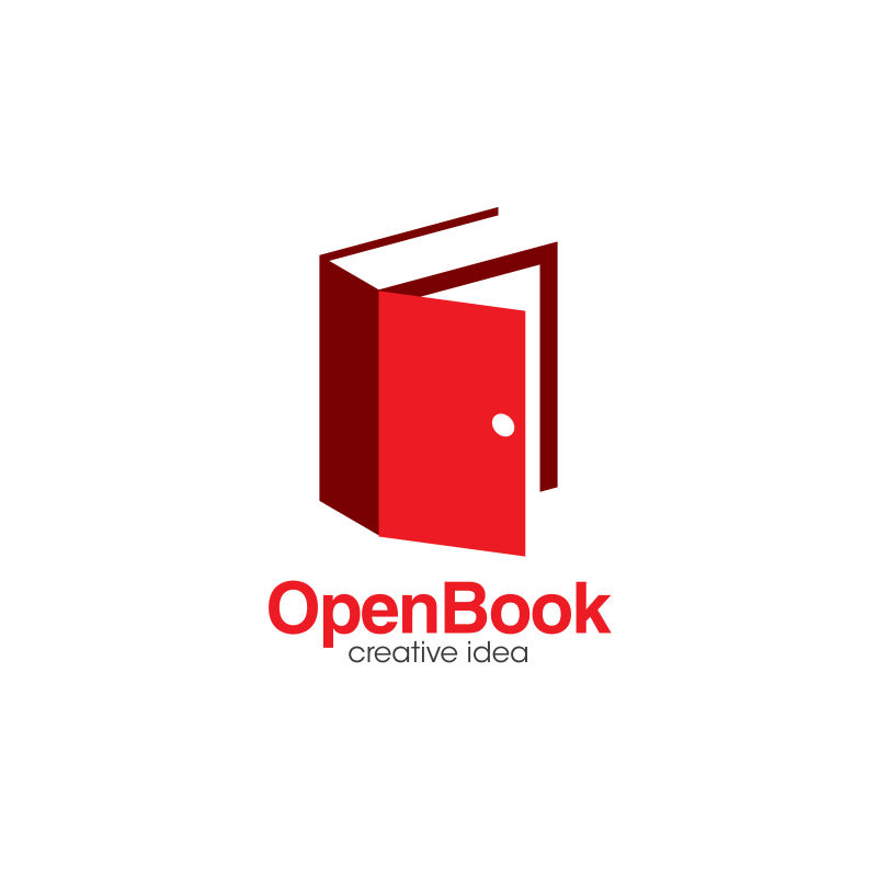创意的书籍概念logo设计矢量插图