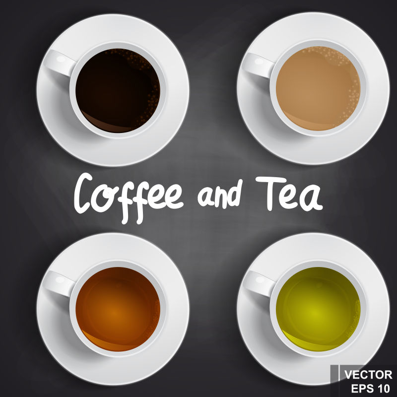 咖啡与红茶杯子矢量设计图
