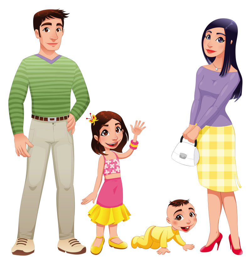 创意矢量卡通快乐的家庭插图