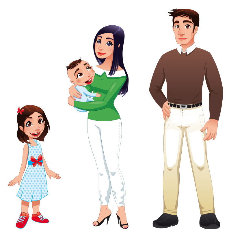 矢量卡通幸福的家庭插图