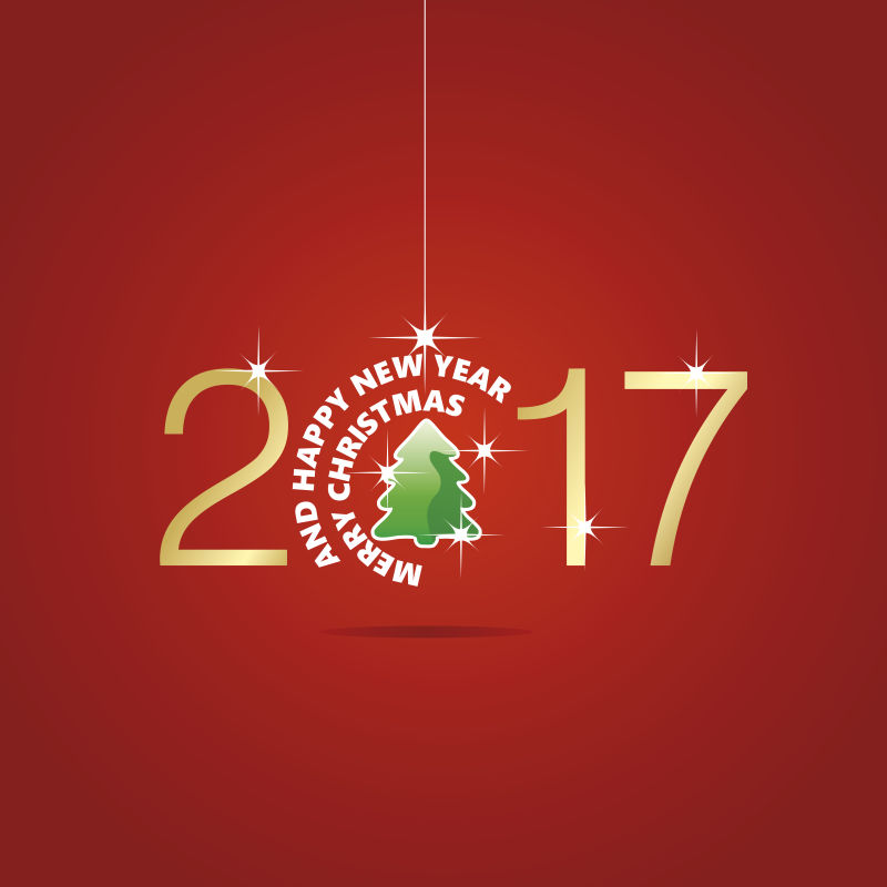 2017圣诞树红色矢量