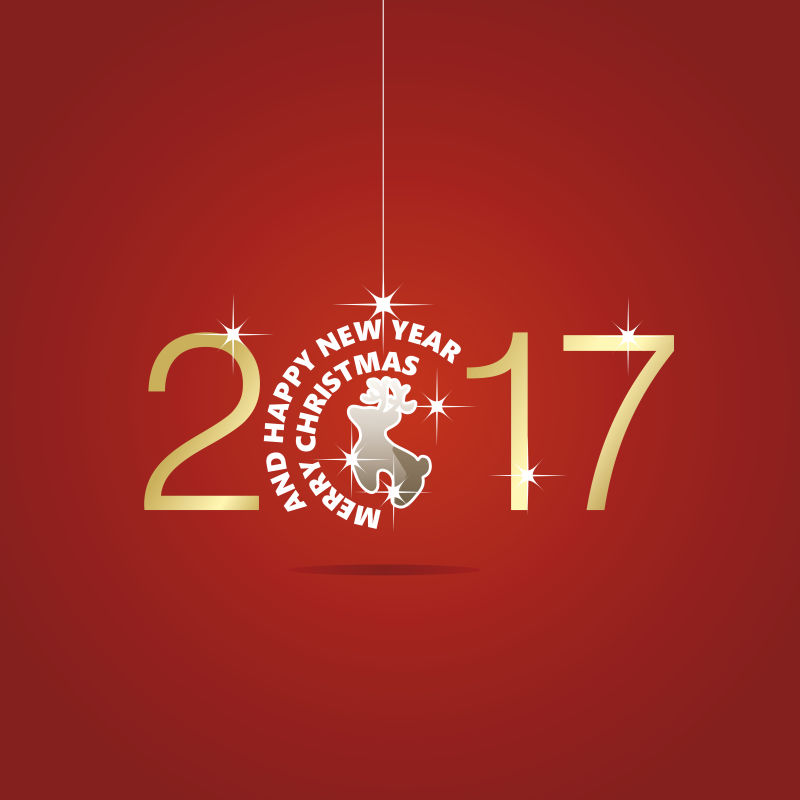 2017圣诞球鹿红色矢量