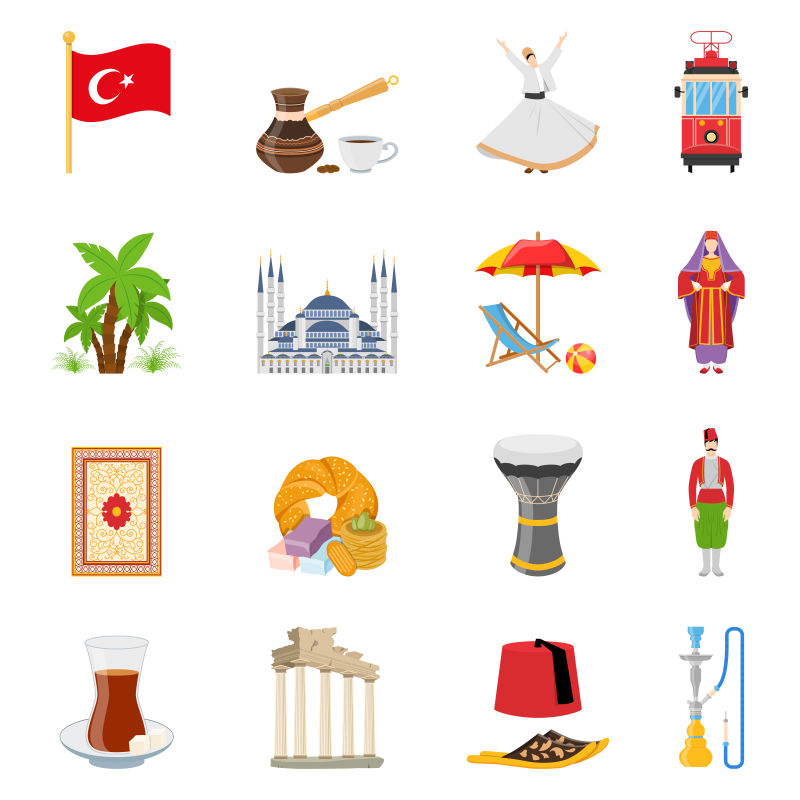 土耳其族文化元素图标矢量设计