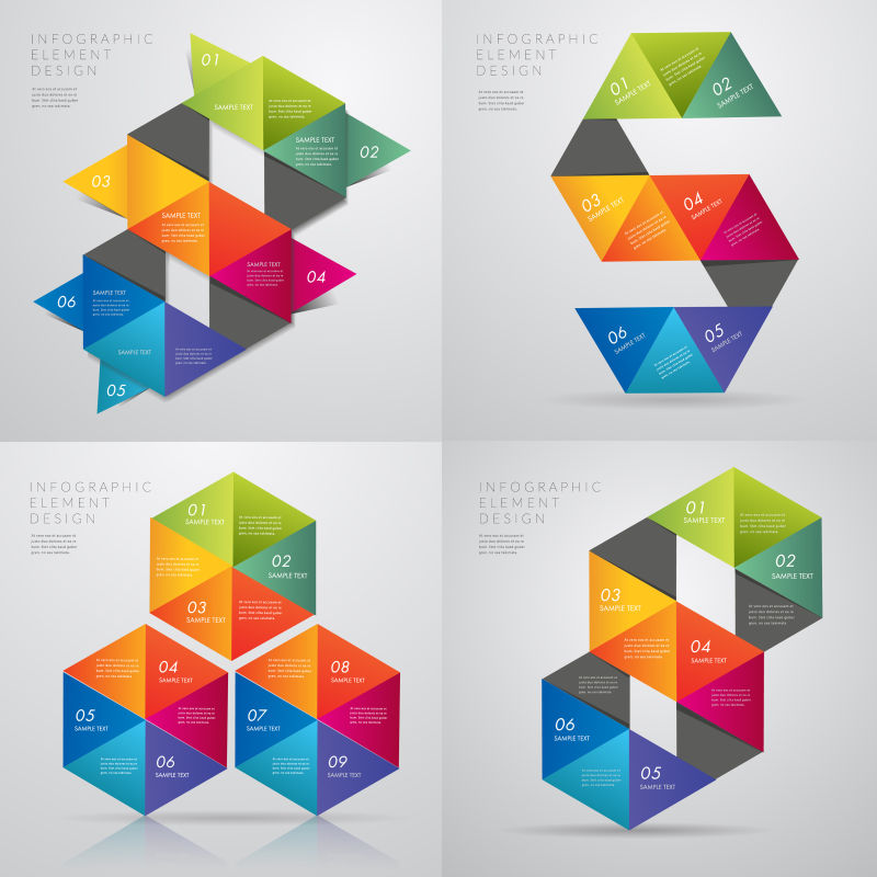 创意矢量彩色几何风格的商业信息图表