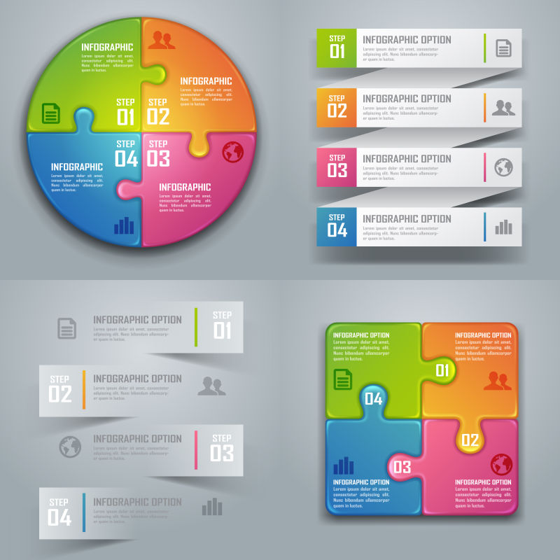 矢量彩色现代商业信息图表设计元素