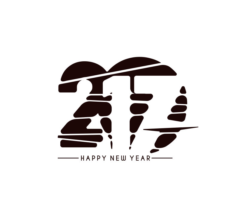 矢量黑白镂空2017新年快乐贺卡设计