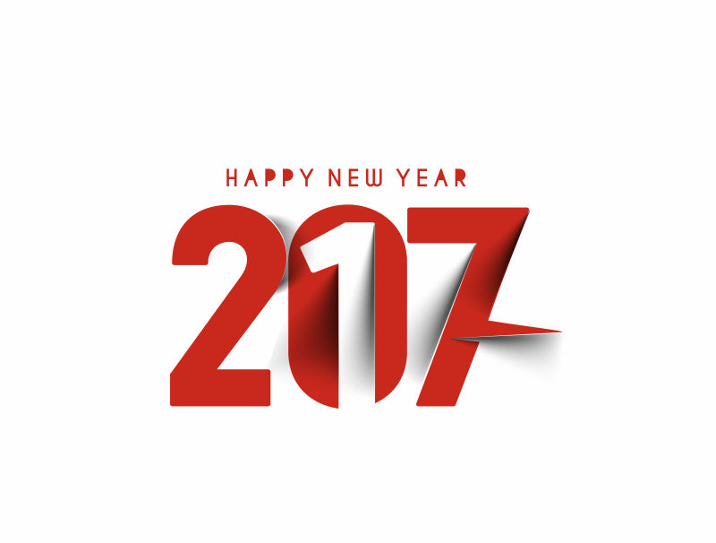 矢量2017红色新年快乐贺卡设计
