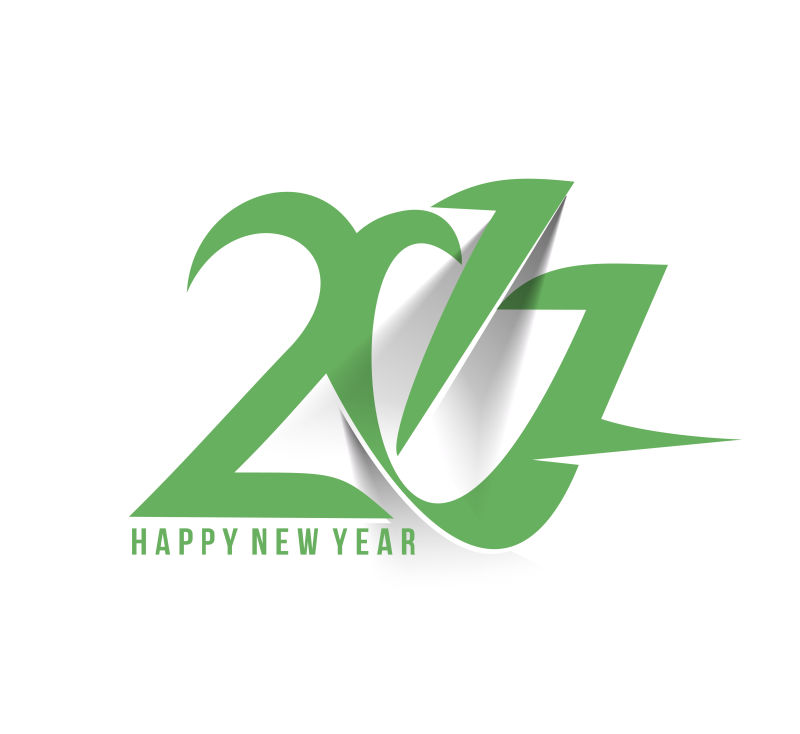 矢量绿色2017新年快乐贺卡设计