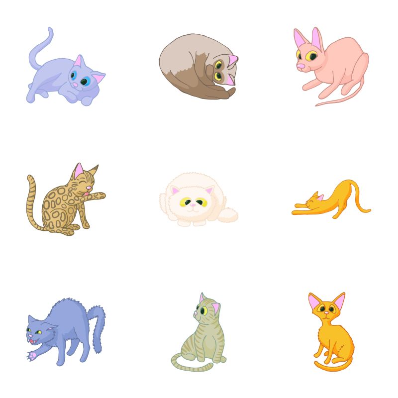 矢量可爱猫咪的卡通图标设计