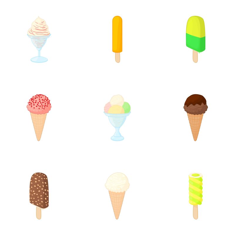 抽象矢量卡通冰淇淋的平面图标设计