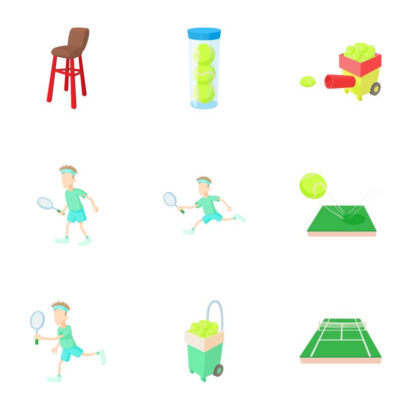 抽象矢量网球运动相关的图标设计