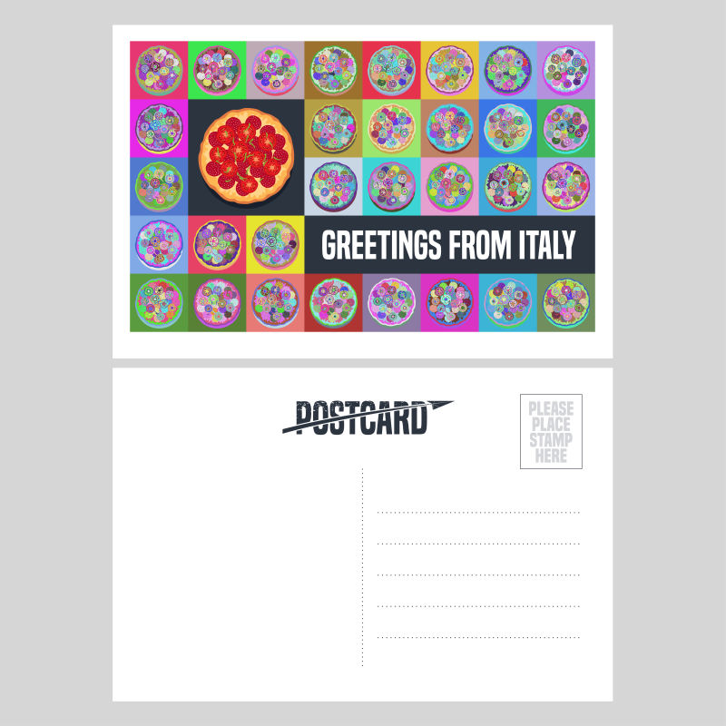 意大利比萨矢量明信片设计