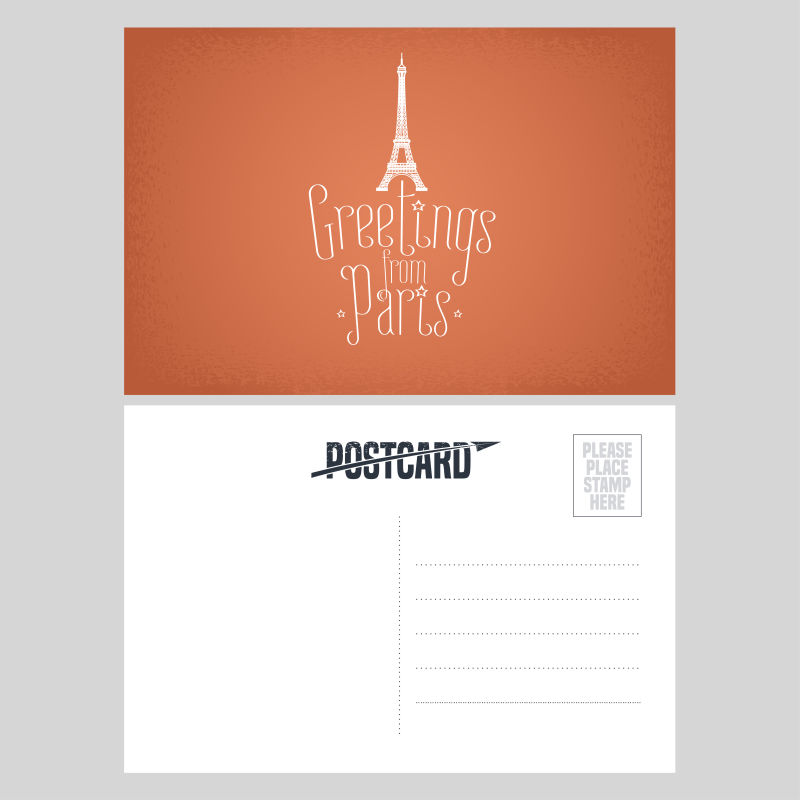 法国巴黎埃菲尔铁塔矢量明信片设计