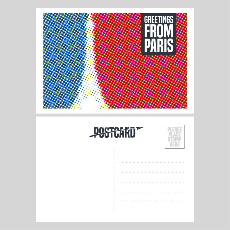 法国埃菲尔铁塔矢量明信片设计