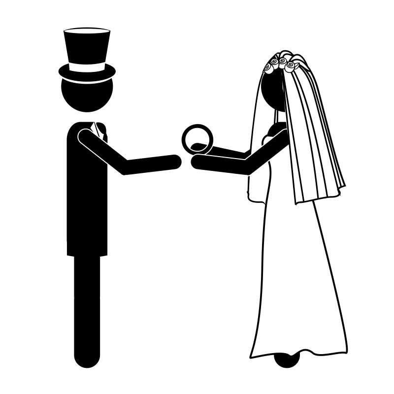 白色背景下的婚礼设计矢量插图