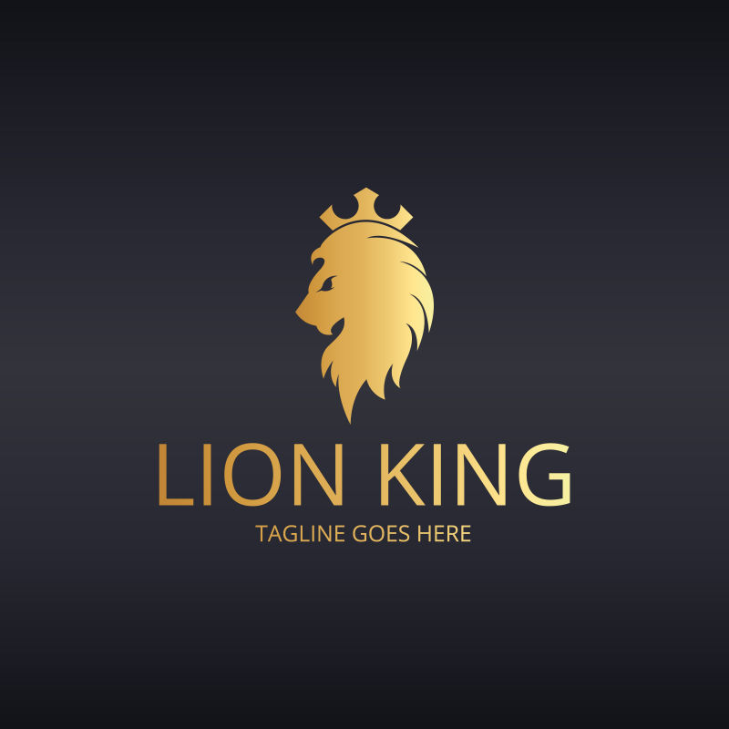 金色狮子王LOGO设计矢量插图