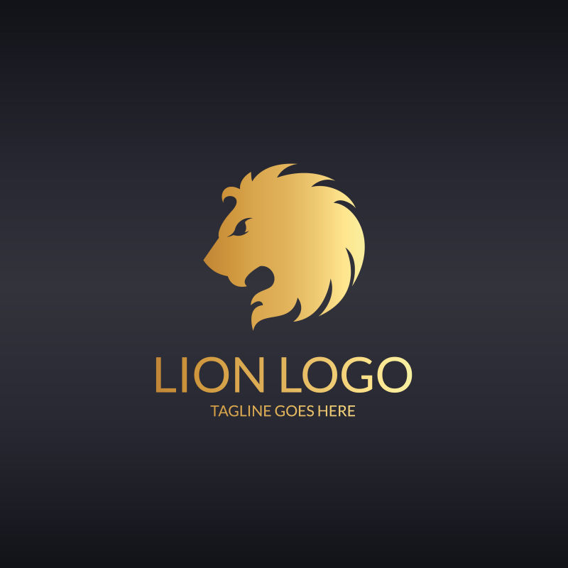 金色狮子logo设计矢量插图