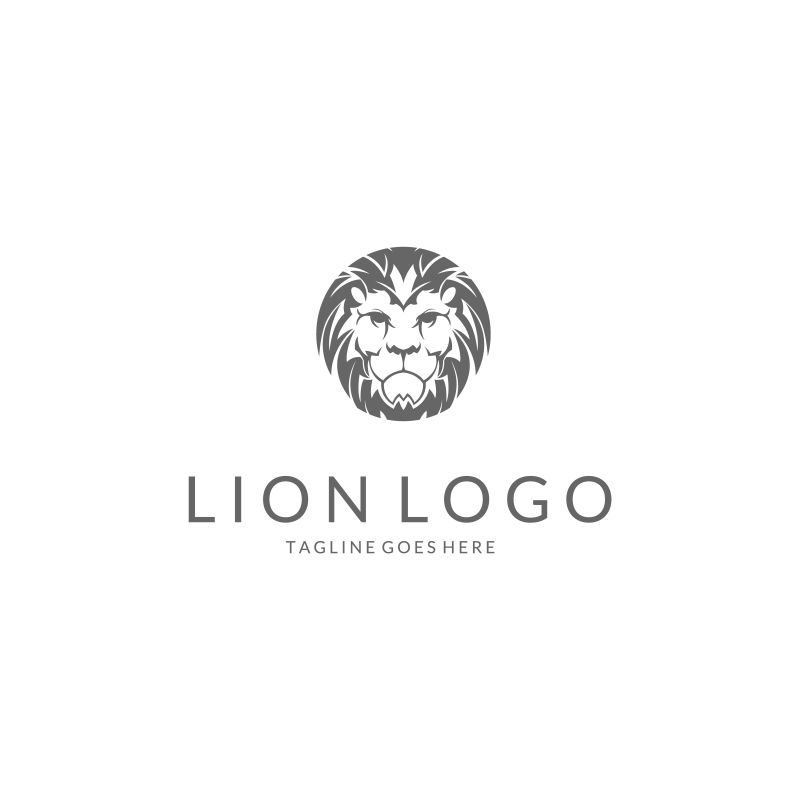 创意的狮子标志设计矢量插图