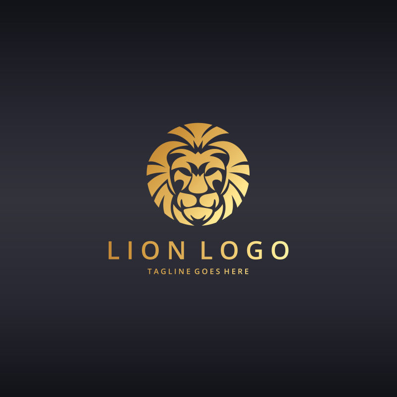 矢量金色狮子头logo设计