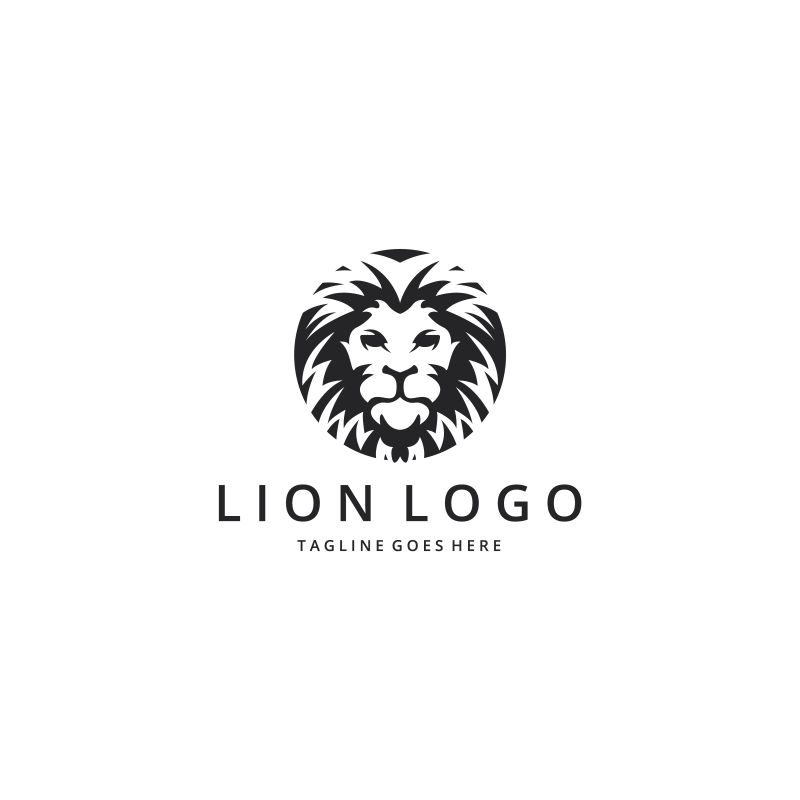 简约的狮子标志设计矢量插图