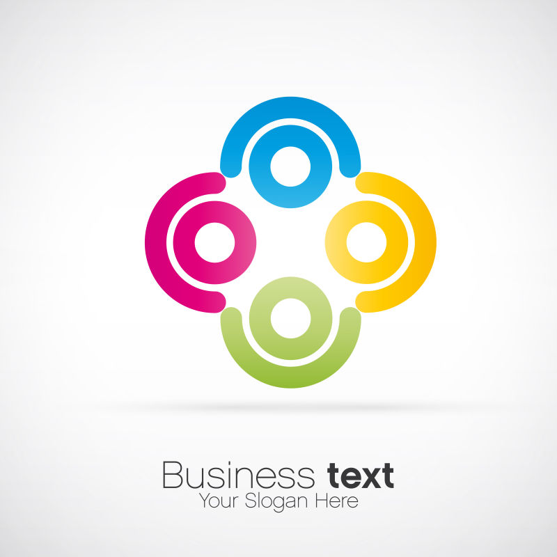 矢量抽象彩色圈形的商业标志设计