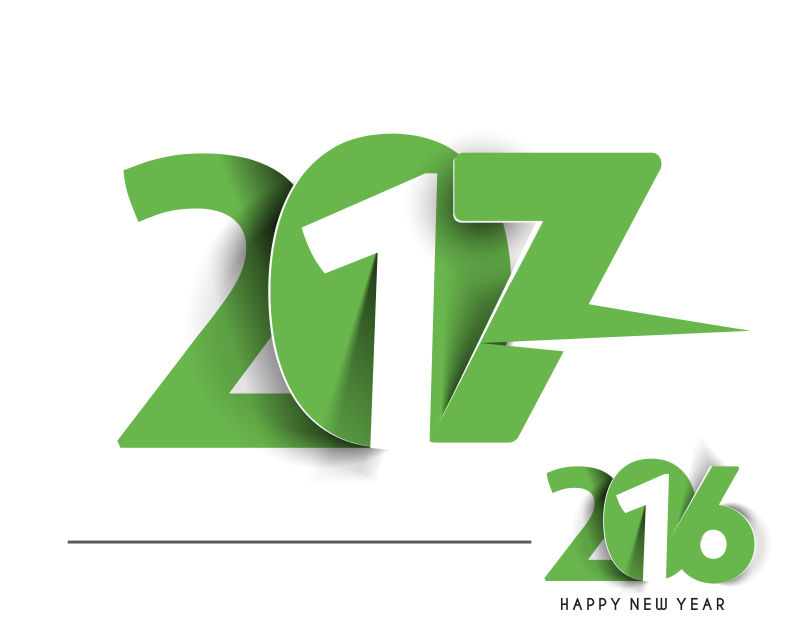 矢量绿色2017年新年快乐贺卡设计