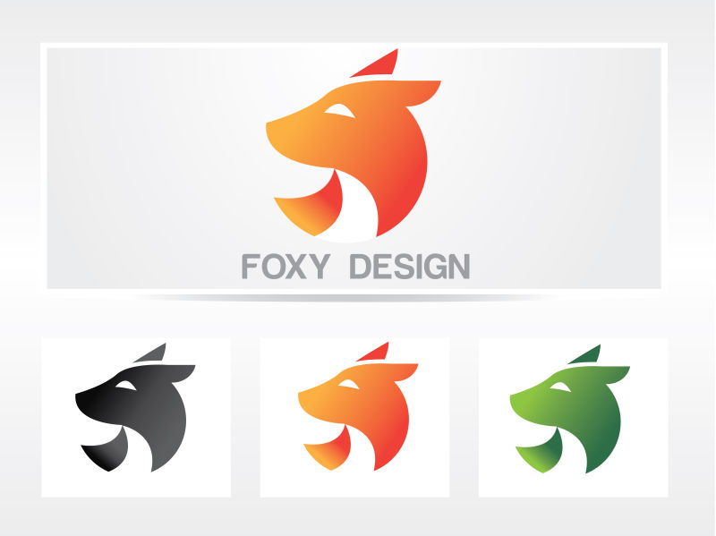 矢量彩色狐狸图标设计