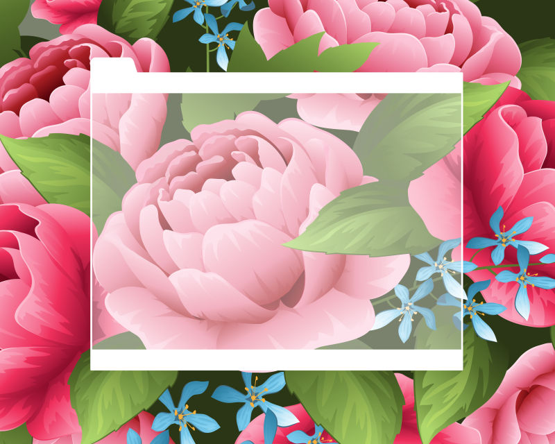 创意矢量手绘粉色鲜花的设计背景