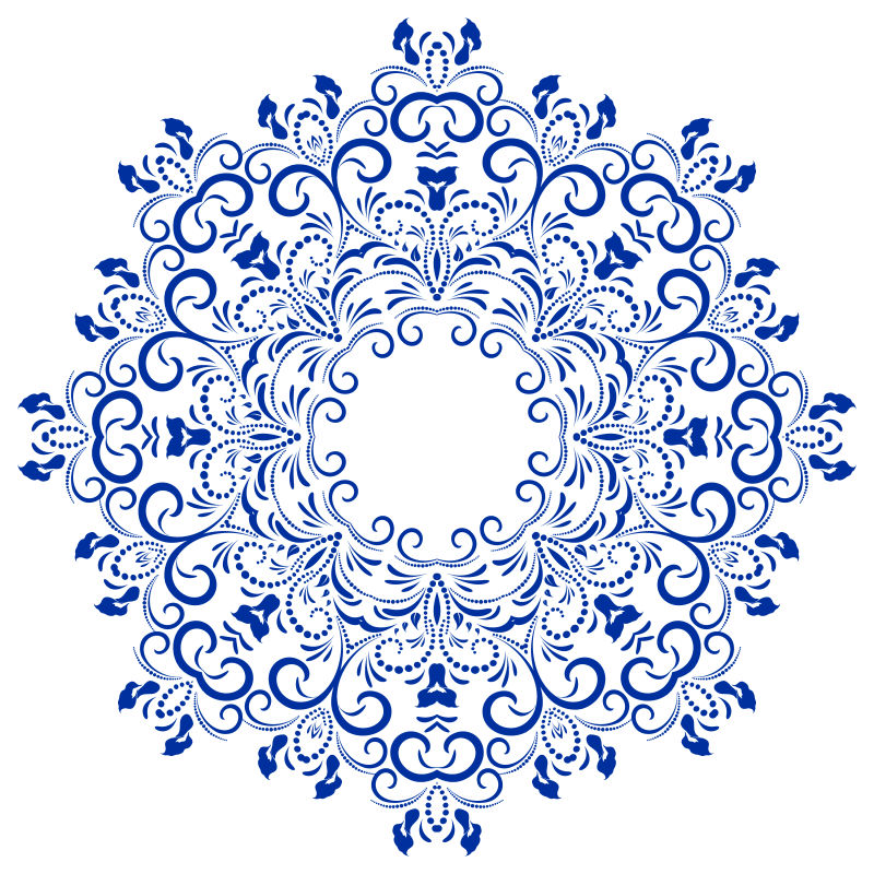 矢量蓝色几何花卉图案设计