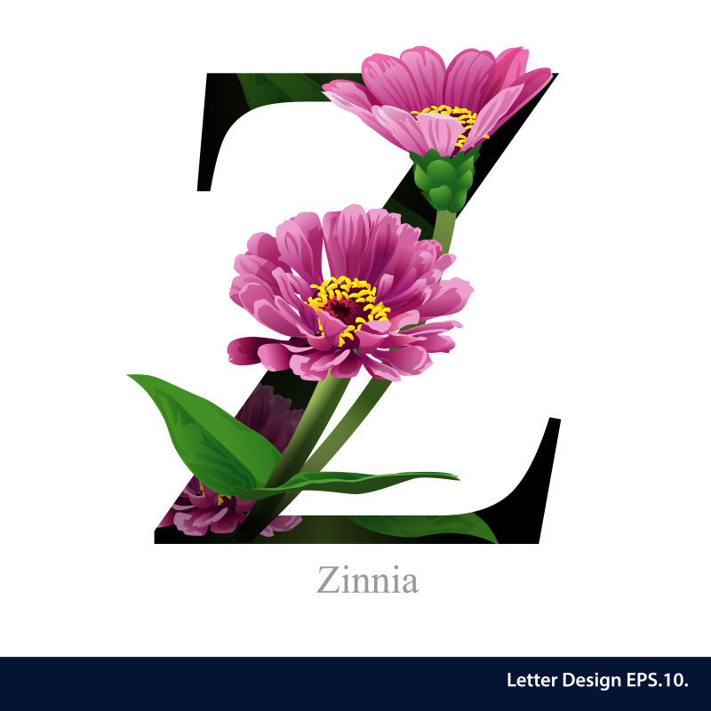 花卉装饰的字母矢量设计