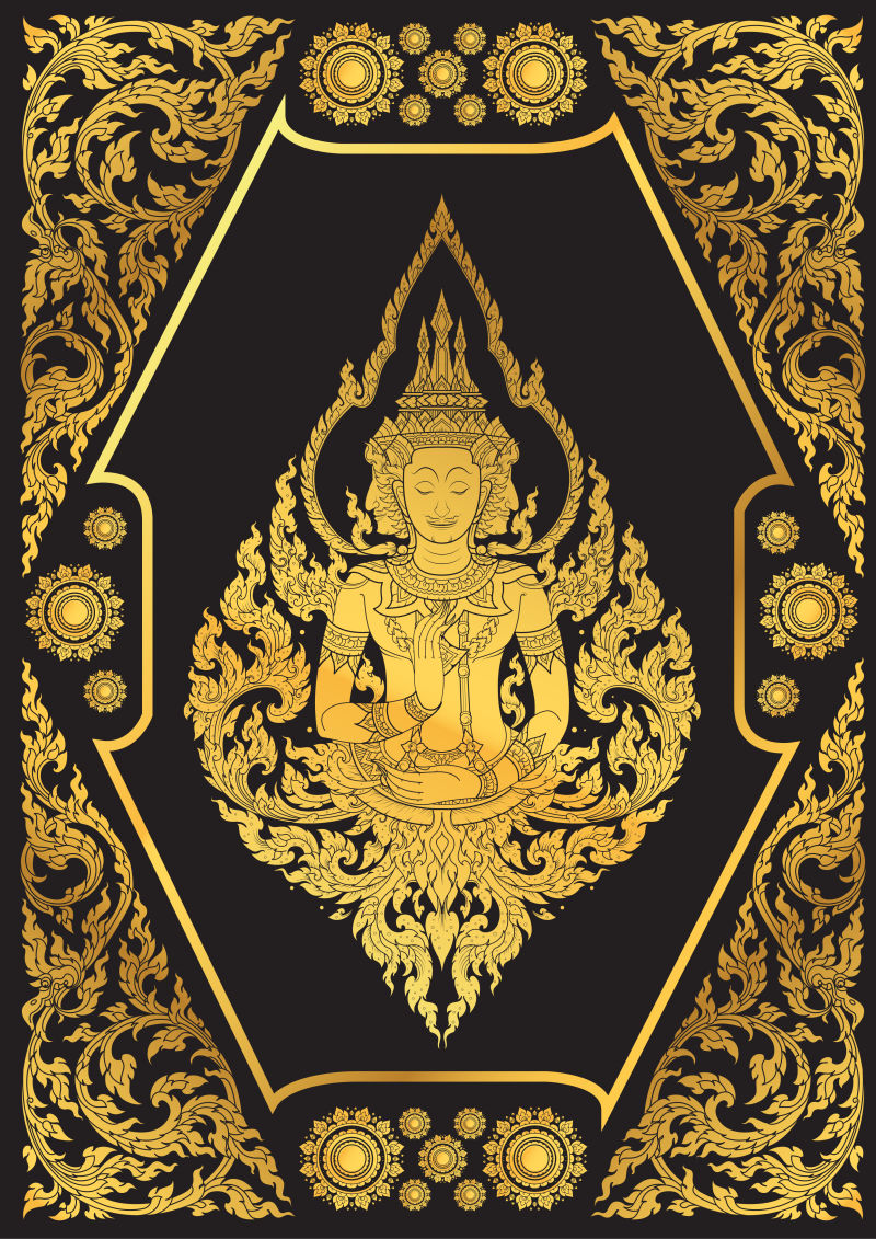 创意矢量金色泰国风格的华丽装饰花纹背景