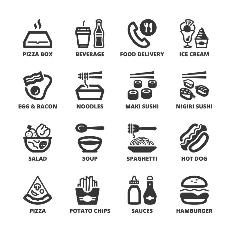 快餐食品矢量图标设计