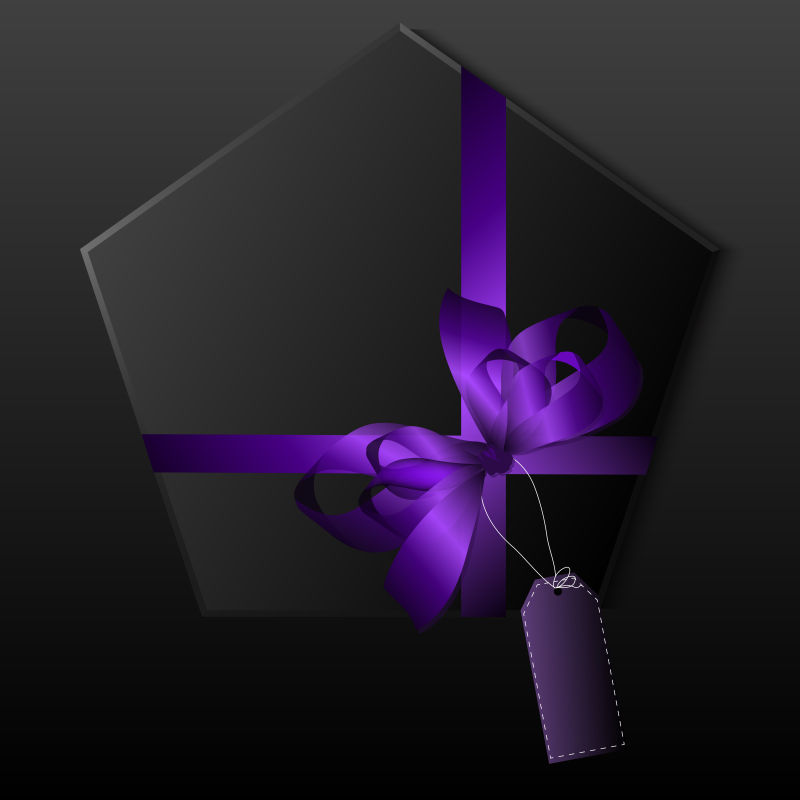 礼品盒紫色丝带矢量图