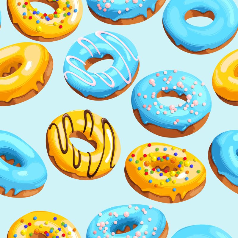抽象矢量手绘彩色甜甜圈插图