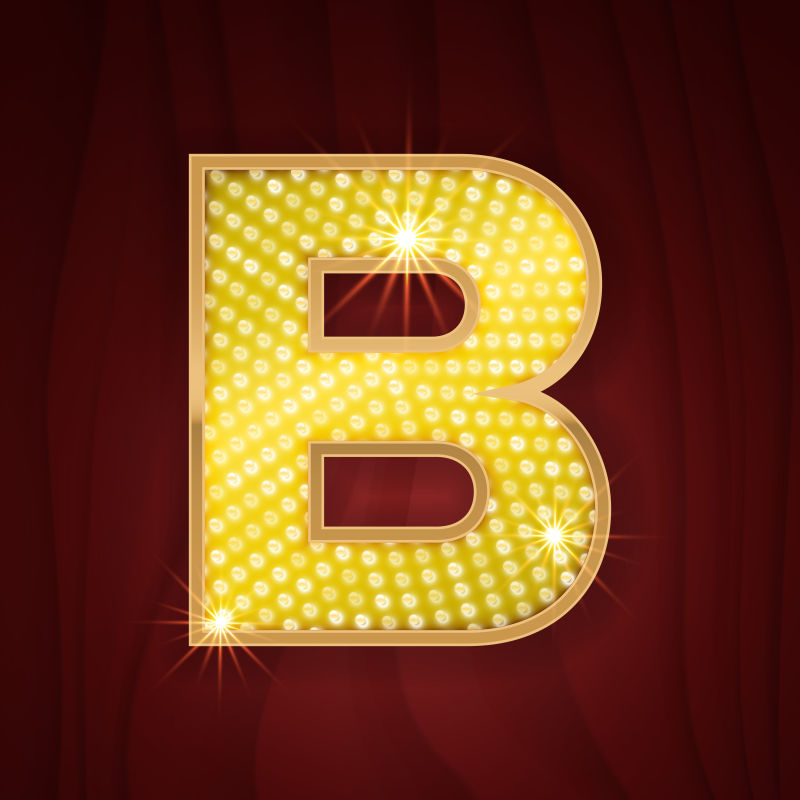金色创意灯泡B字母设计矢量