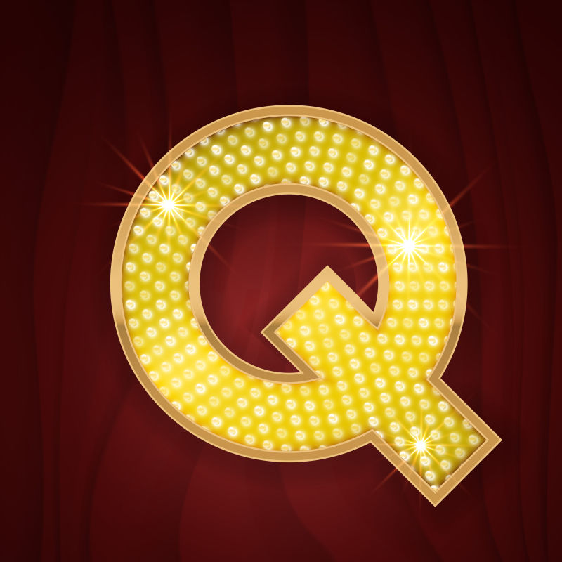 金色灯泡创意字母Q矢量