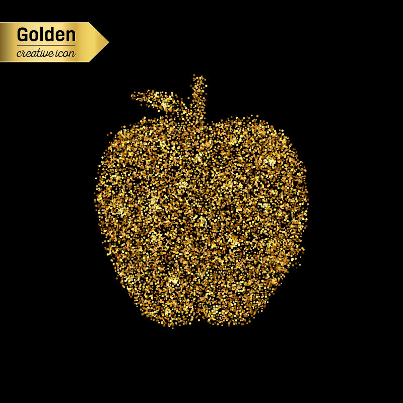 金色的苹果矢量图标