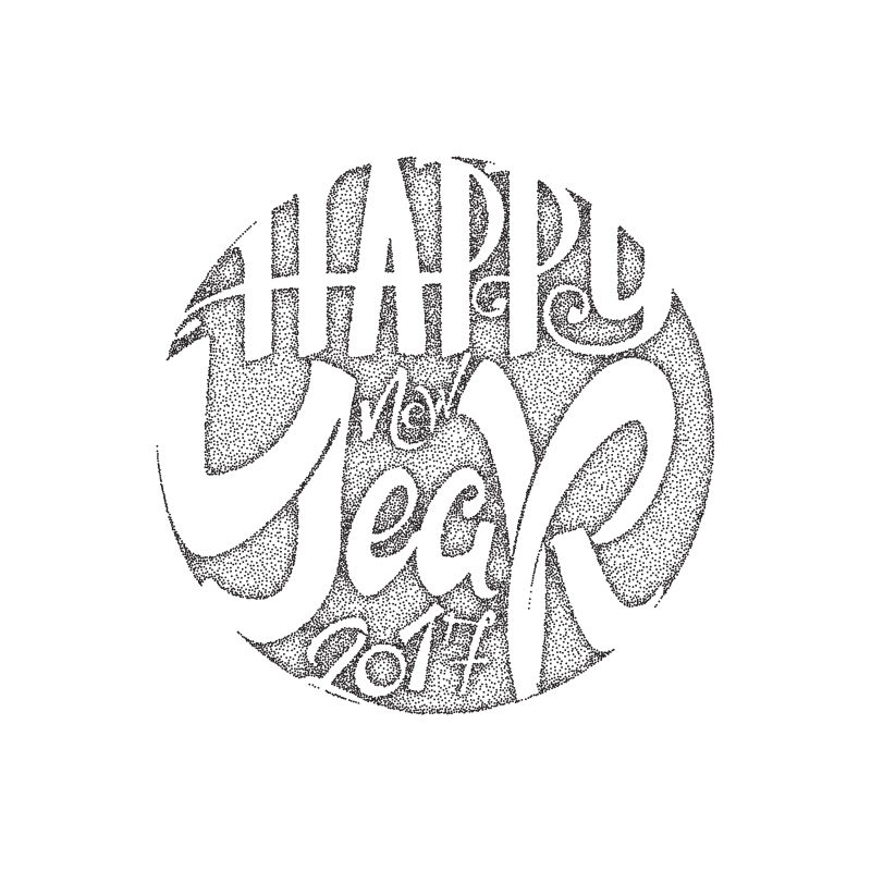 抽象矢量点绘风格的新年快乐字母设计