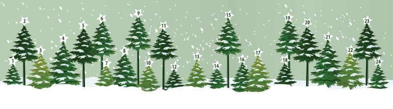 标记着数字的松树矢量插图