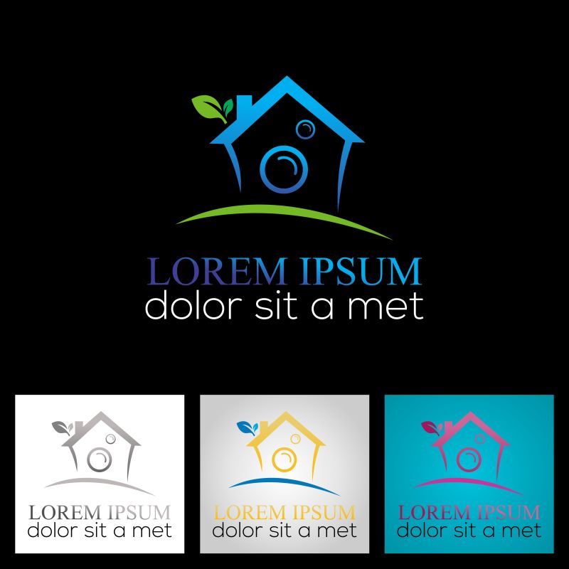 四色矢量水之家创意logo设计
