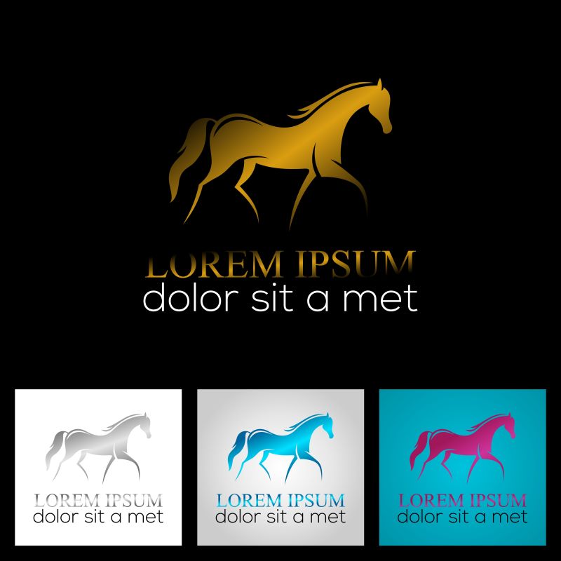 矢量四色创意马匹logo设计