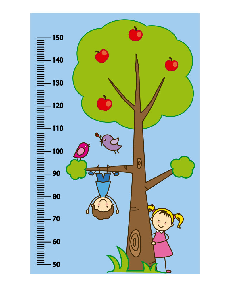 在树上玩耍的孩子们矢量卡通尺