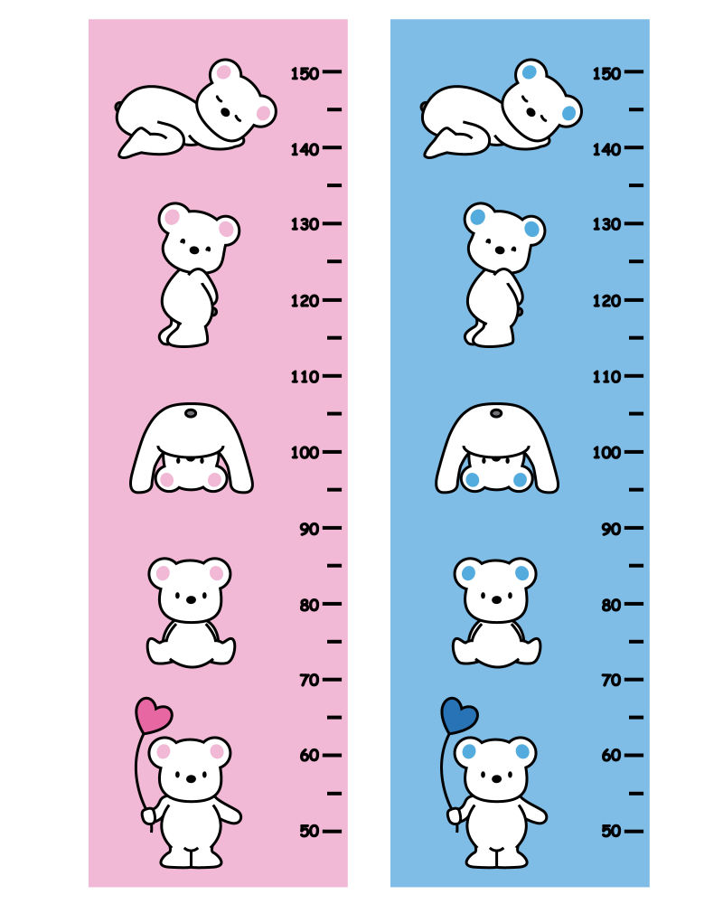 各种姿势的熊形成的矢量卡通尺