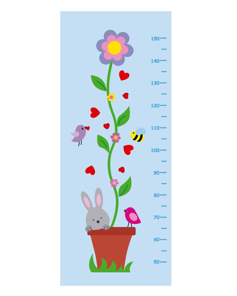 花卉与动物组成的矢量卡通尺