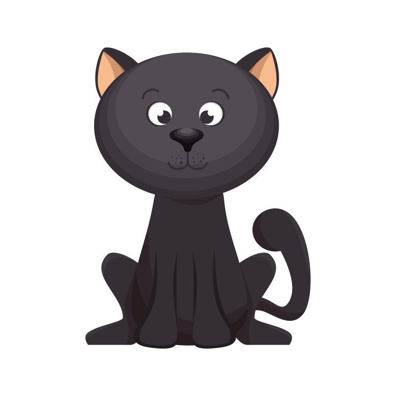 抽象矢量复古可爱的黑猫插图