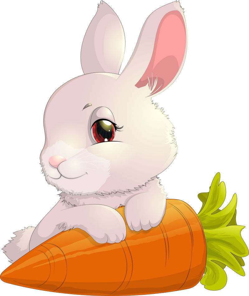 抽象矢量可爱吃萝卜的兔子插图
