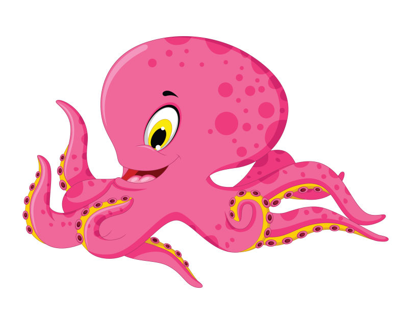 抽象矢量卡通粉色章鱼插图