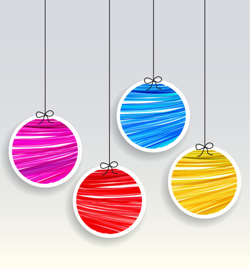多彩圣诞铃铛球矢量背景设计